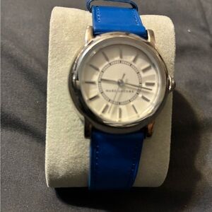 NWOT Marc Jacobs Silver Case Watch with Blue Strap